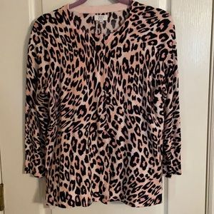 Lightweight, animal print, button up sweater